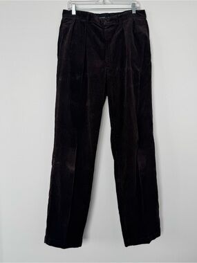 Vintage Polo Ralph Lauren Andrew Corduroy Pants Mens 34x34 Dark Brown Pleated